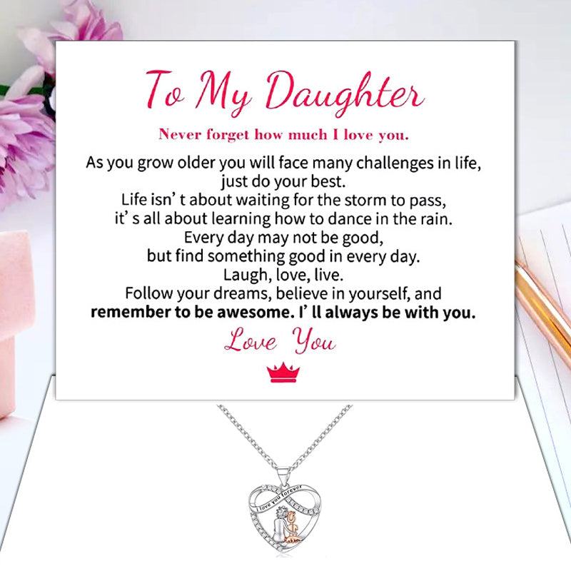 Back of 'Love You Forever' heart pendant necklace, showing the clasp and quality of the silver chain