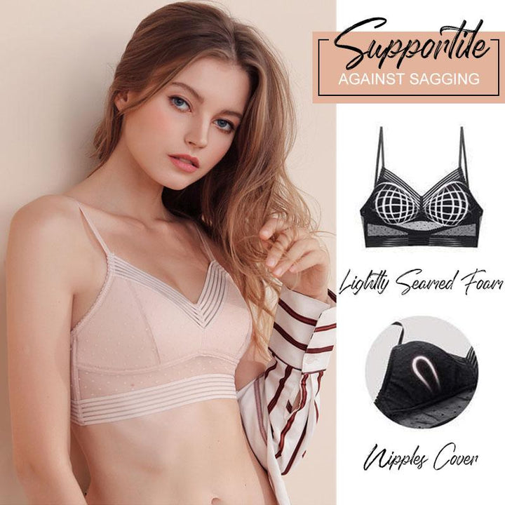 Lace detail low back bra, providing comfort and support for women's seamless wear