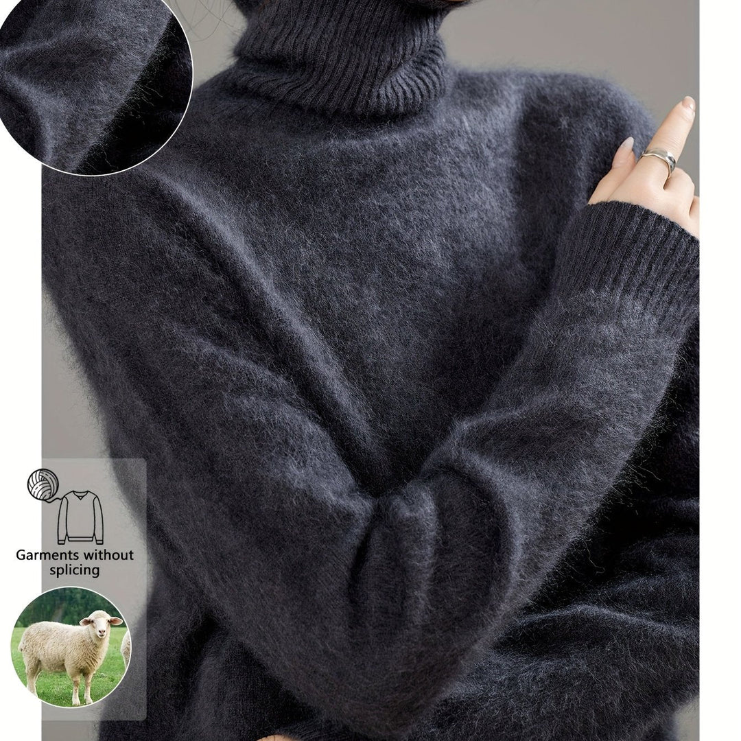 Sophisticated women's turtleneck sweater with a luxurious feel, essential for winter fashion.