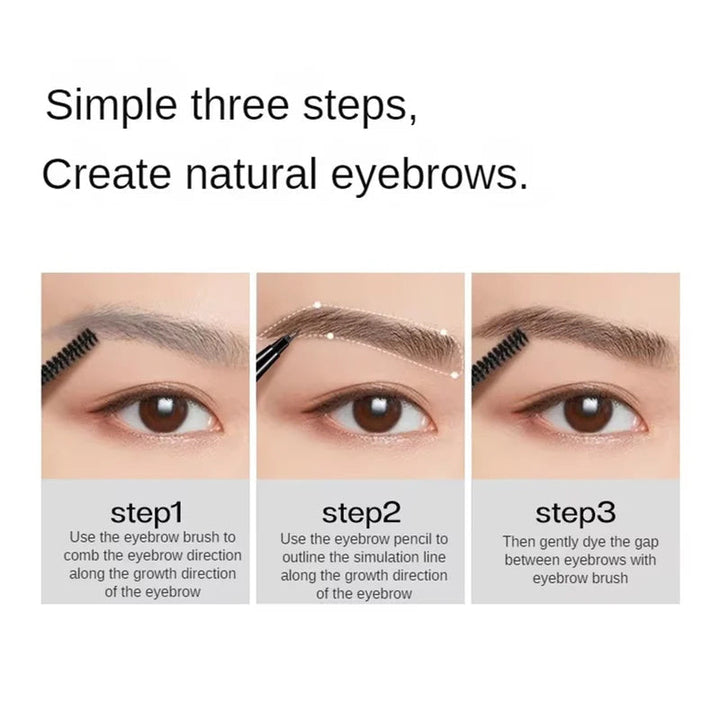 Model showcasing perfectly sculpted brows using the micro-fork tip liquid eyebrow pencil. Beauty essentials.