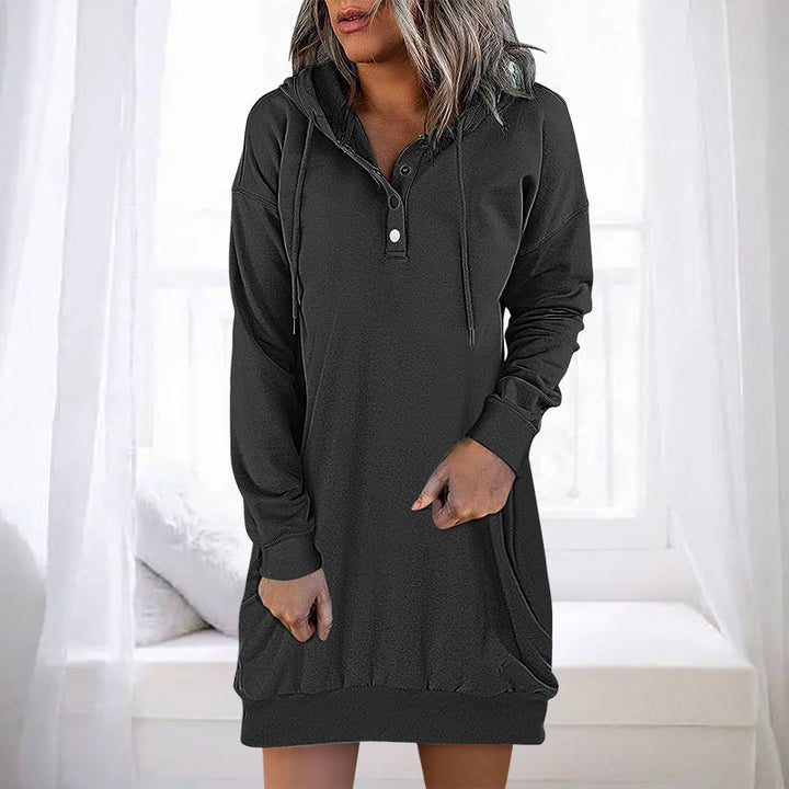 Versatile women's loose fit long hoodie, a comfortable pullover for effortless style and everyday wear.