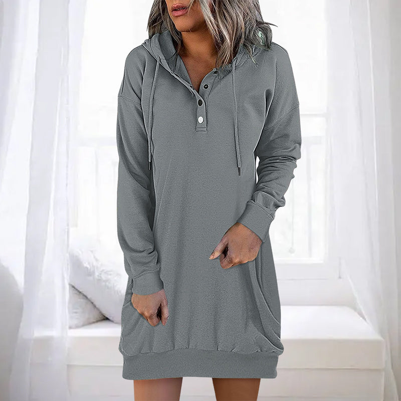 Comfortable and stylish women's long hoodie, loose fit design for everyday fashion and relaxation.
