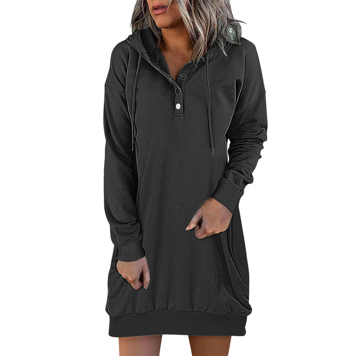 Minimalist long women's pullover hoodie, ideal for loungewear, casual wear, and effortless style.
