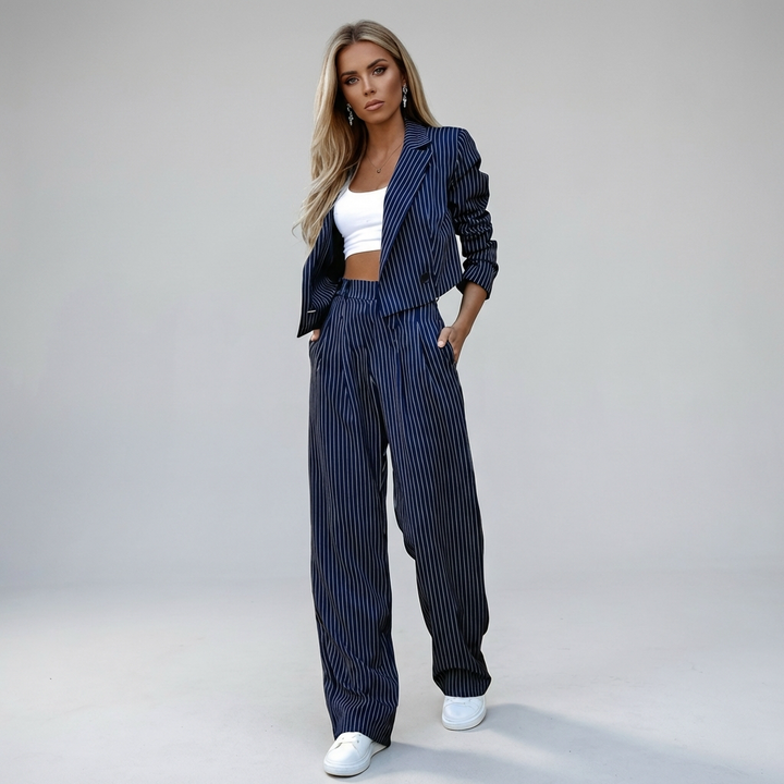 Women's modern two-piece suit set in a professional, elegant style, perfect for business and office wear.