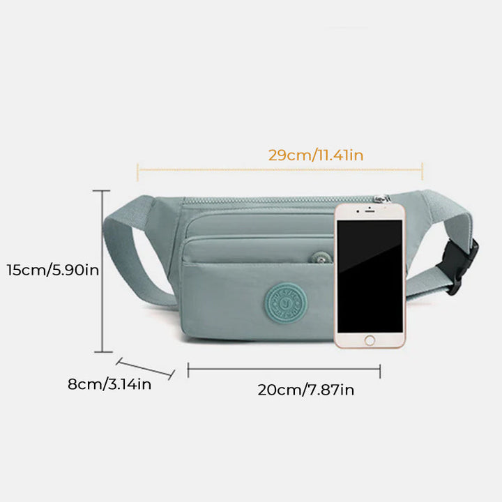 Black women's crossbody bag, made of lightweight nylon, with a comfortable adjustable strap