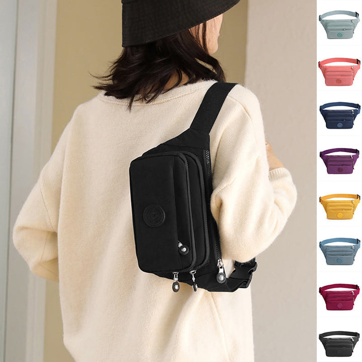 Nylon travel crossbody bag for women, featuring multiple secure pockets for essentials