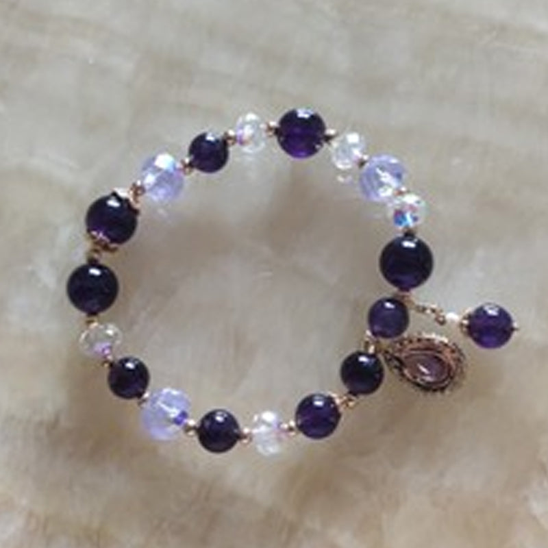 Amethyst water drop bracelet, sparkling crystal jewelry, women's gift idea