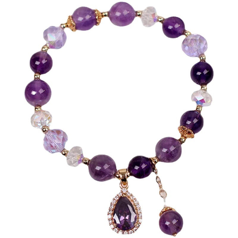 Beautiful natural amethyst bracelet, water drop design, feminine purple gemstone jewelry