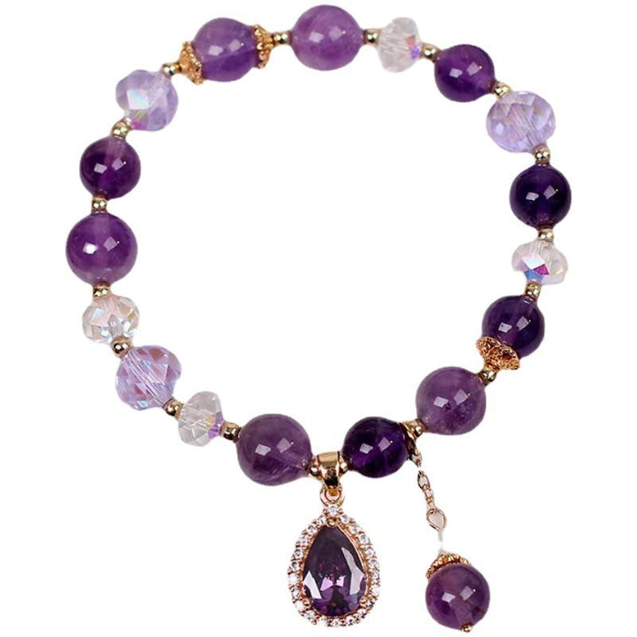 Beautiful natural amethyst bracelet, water drop design, feminine purple gemstone jewelry