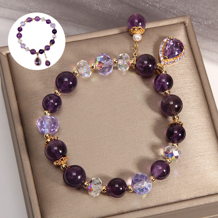 Amethyst crystal water drop bracelet, healing women's jewelry, perfect gift