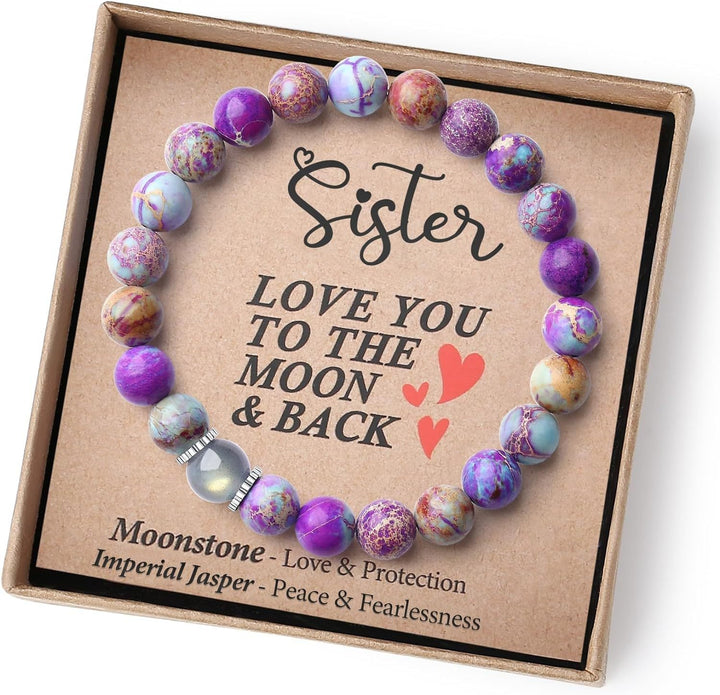 Natural jasper and moonstone beaded bracelet for women, promoting healing energy