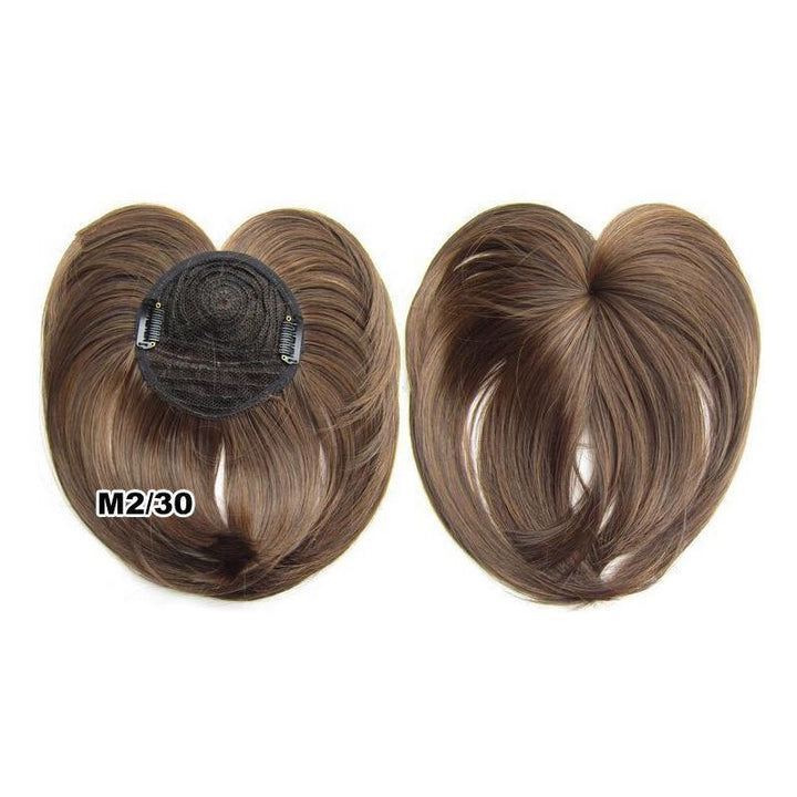 Natural short hairpiece for women, adds instant volume and density, ideal for thinning areas, synthetic