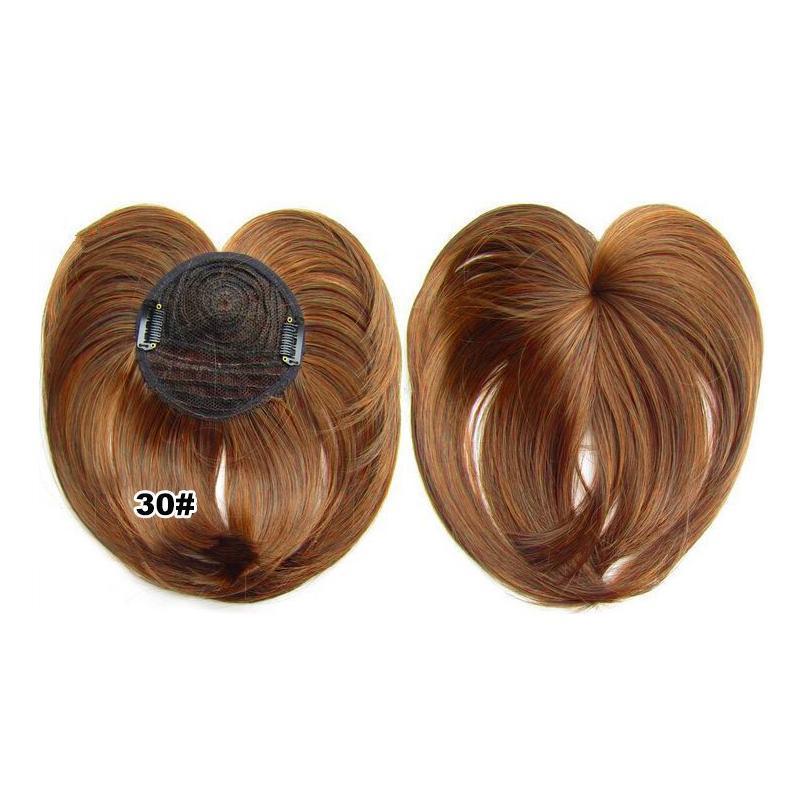 Back view of a women's short hair topper, showcasing natural flow and volume for thinning hair