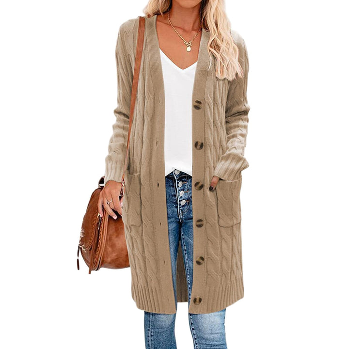 Women's Noelle knitted cardigan with practical pockets, ideal for fall & winter layering.