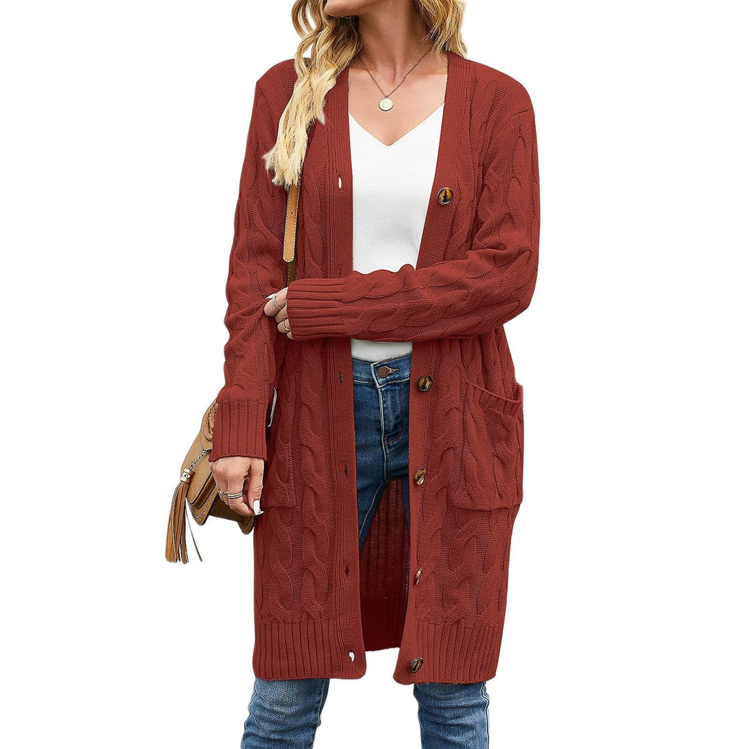 Versatile women's Noelle long cardigan, perfect for fall fashion & winter layers, featuring a cozy knit.