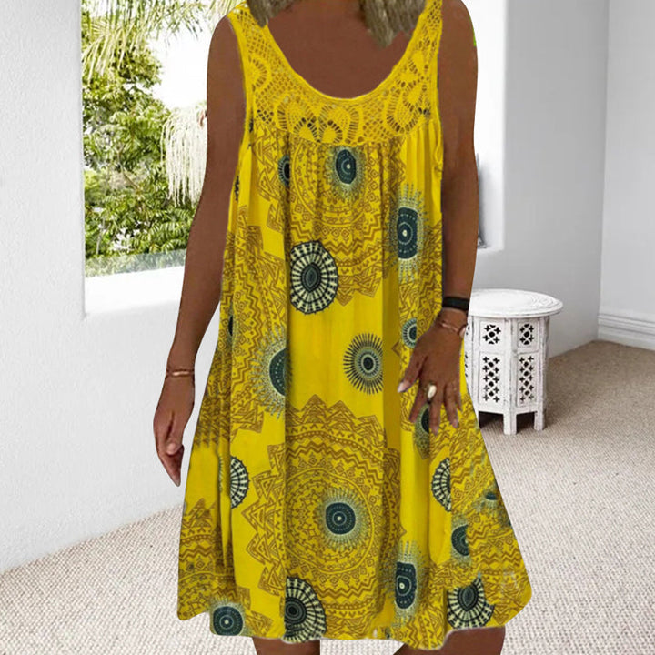 Gorgeous floral print maxi dress, sleeveless O-neck, perfect addition to women's closet