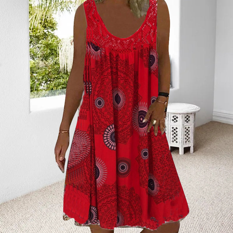 Feminine O-neck sleeveless floral maxi dress, a staple for women's summer outfits