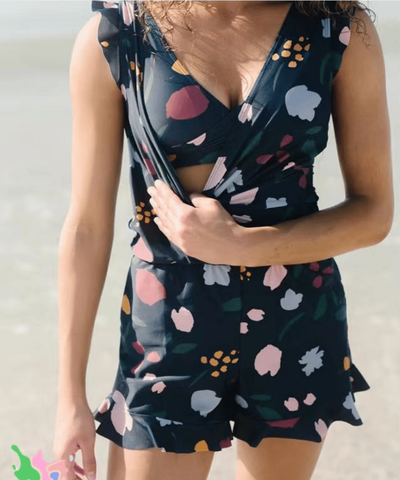 Women's comfortable one-piece swimsuit with built-in bra, ideal for beach fashion & stylish summer pool days.
