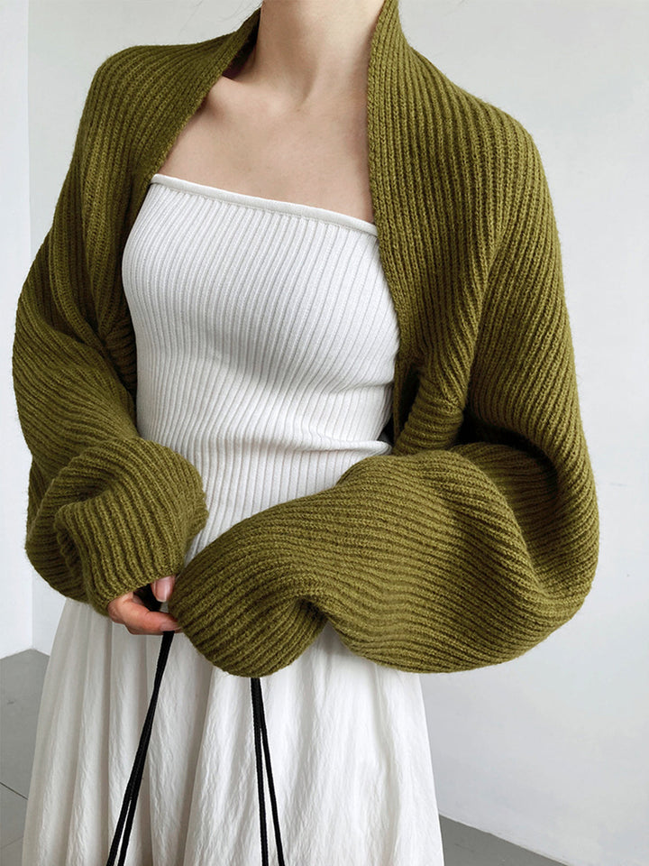 Women's open-front long sleeve shrug sweater, regular fit. Ideal casual layering cardigan.