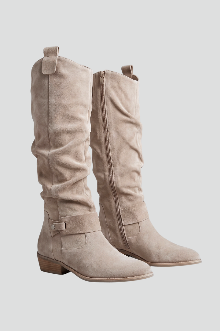Women's orthopaedic knee-high boots with side zipper for comfortable fall & winter wear.