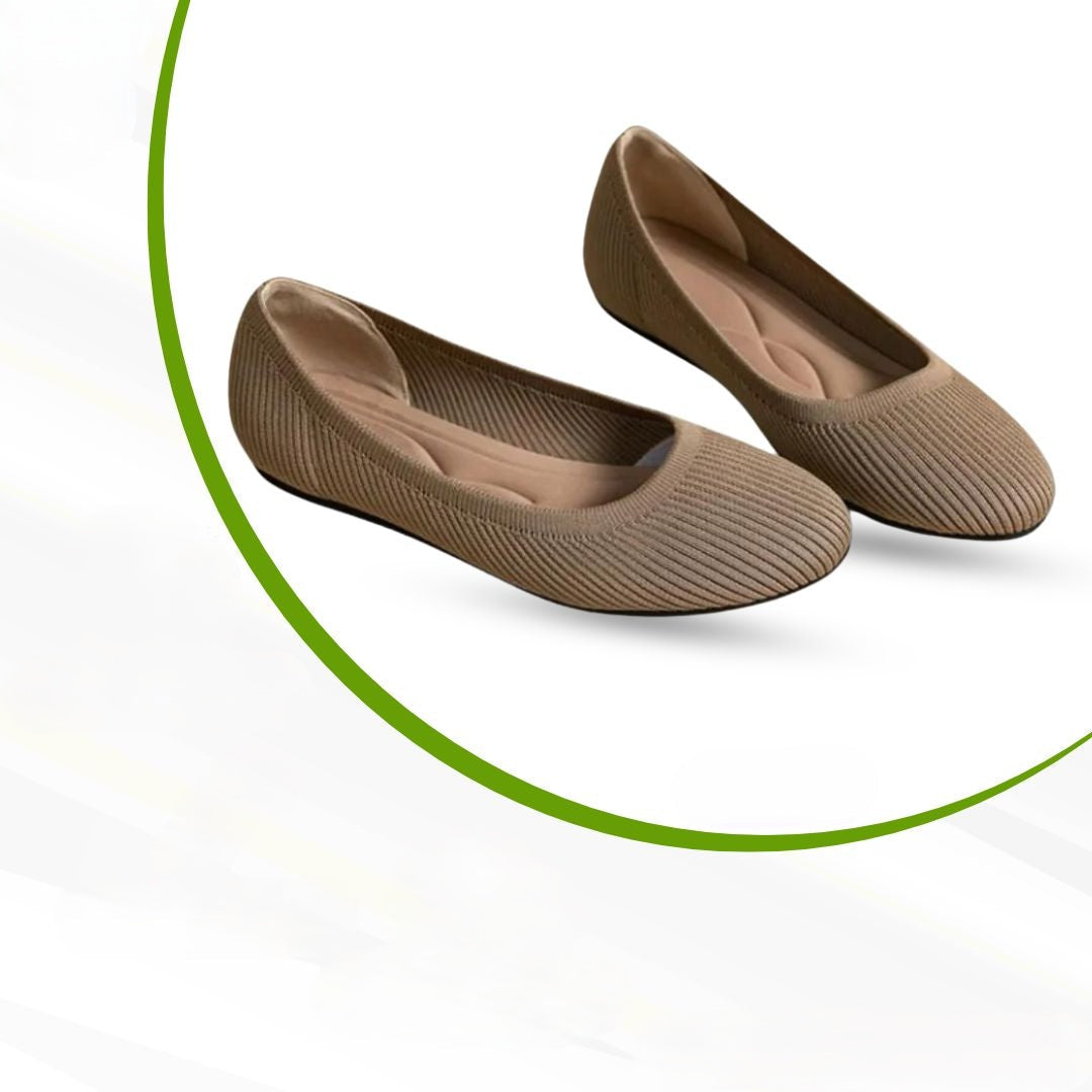 Supportive women's ballet flats, designed for maximum comfort, foot health, and pain relief.