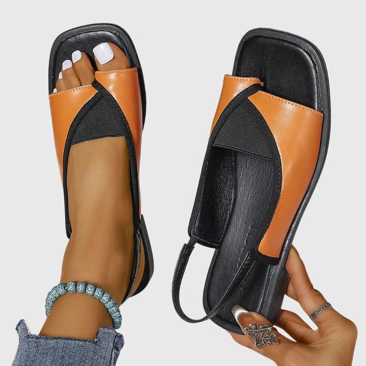 Trendy women's slip-on sandals with square toe. Perfect comfort footwear for beach, vacation & summer.