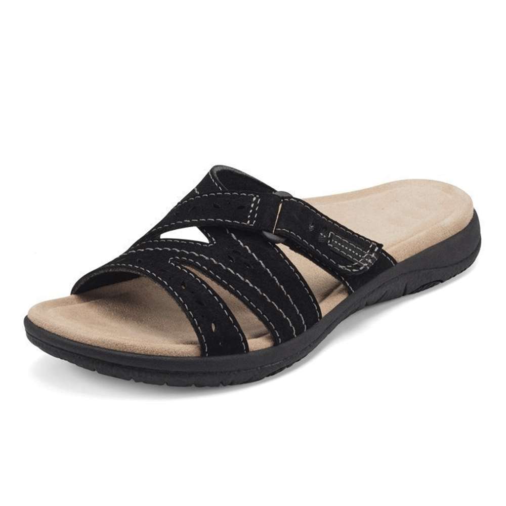 Supportive women's orthopedic sandals with arch support for comfort & health. Wide toe box design for foot pain relief.