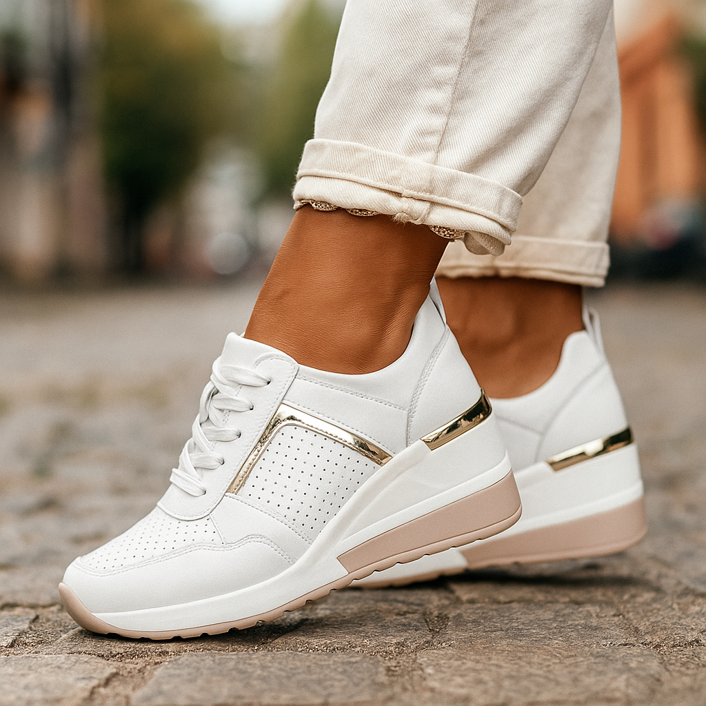 Women's orthopedic comfort sneakers, cushioned with shock absorption, ideal for walking and daily wear.