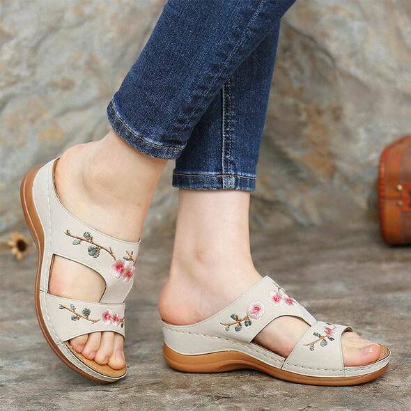 Posture corrective floral orthopedic sandals for women, providing ultimate arch support.