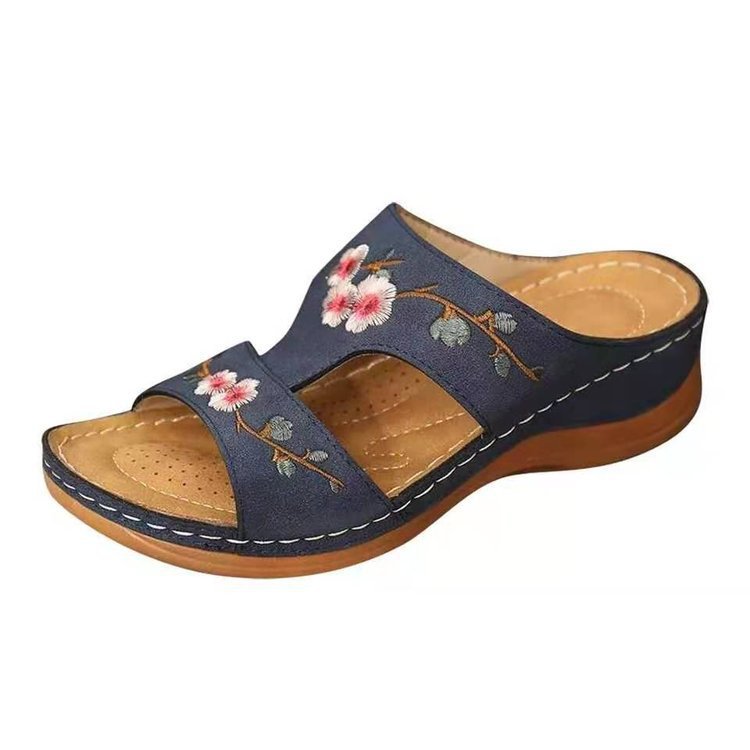 Fashionable floral orthopedic sandals for women, providing arch support & foot comfort.