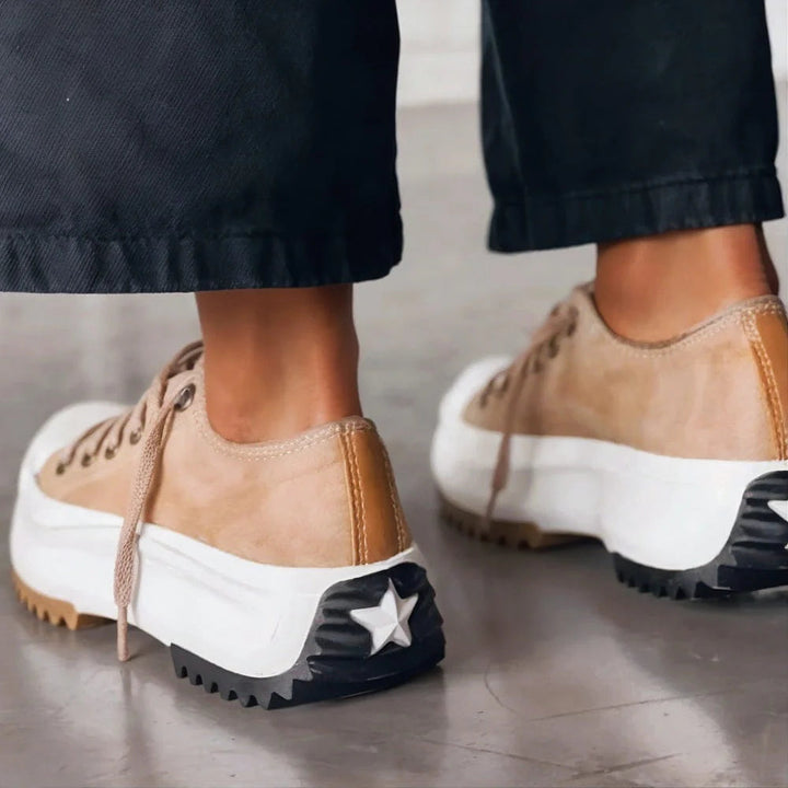 Stylish women's platform lace-up sneakers, perfect for walking and casual wear.