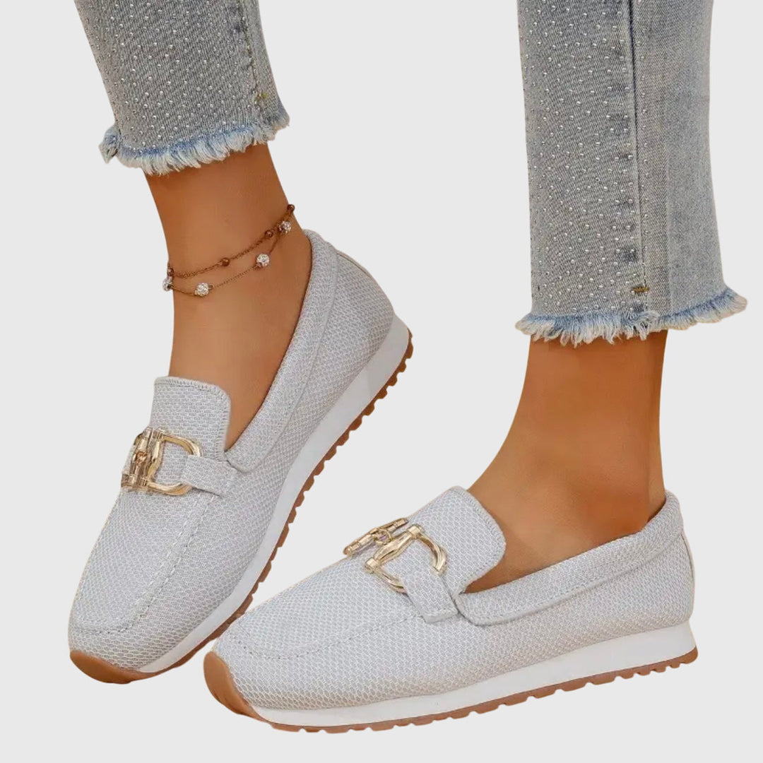 Easy slip-on women's orthopedic loafers, comfortable flats for casual and elegant daily wear.