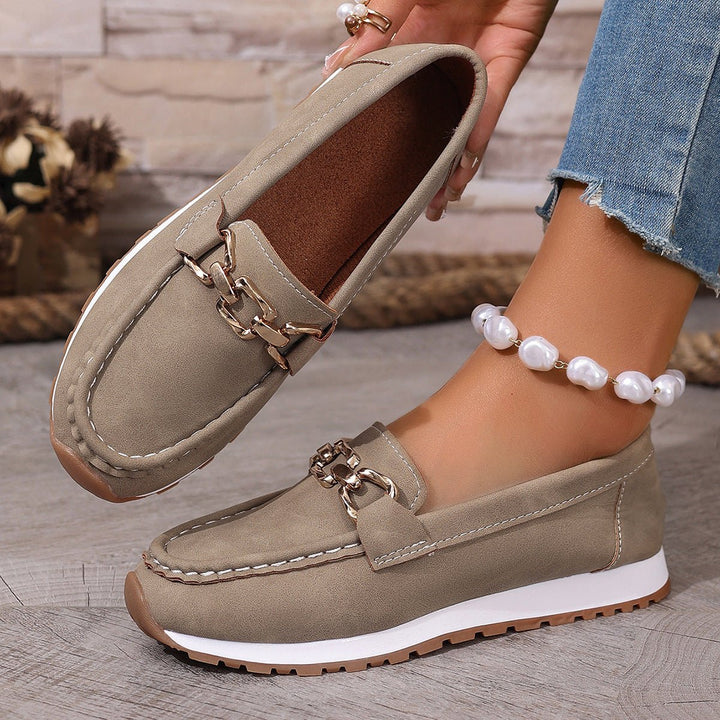 Supportive women's loafers: slip-on, orthopedic, wide toe box, and superior arch support.