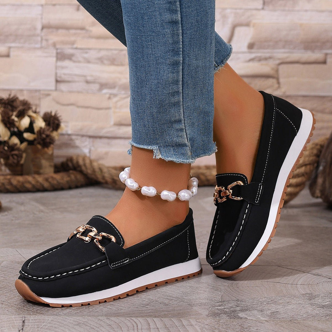 Slip-on women's loafers for foot health: orthopedic design with wide toe box & arch support.