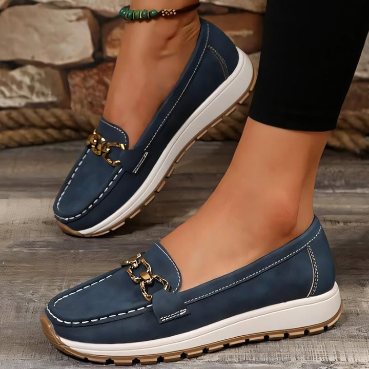 Durable women's orthopedic loafers with arch support, ideal for daily casual wear.