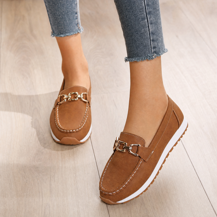 Supportive slip-on women's loafers with superior arch support & wide toe box for everyday comfort.