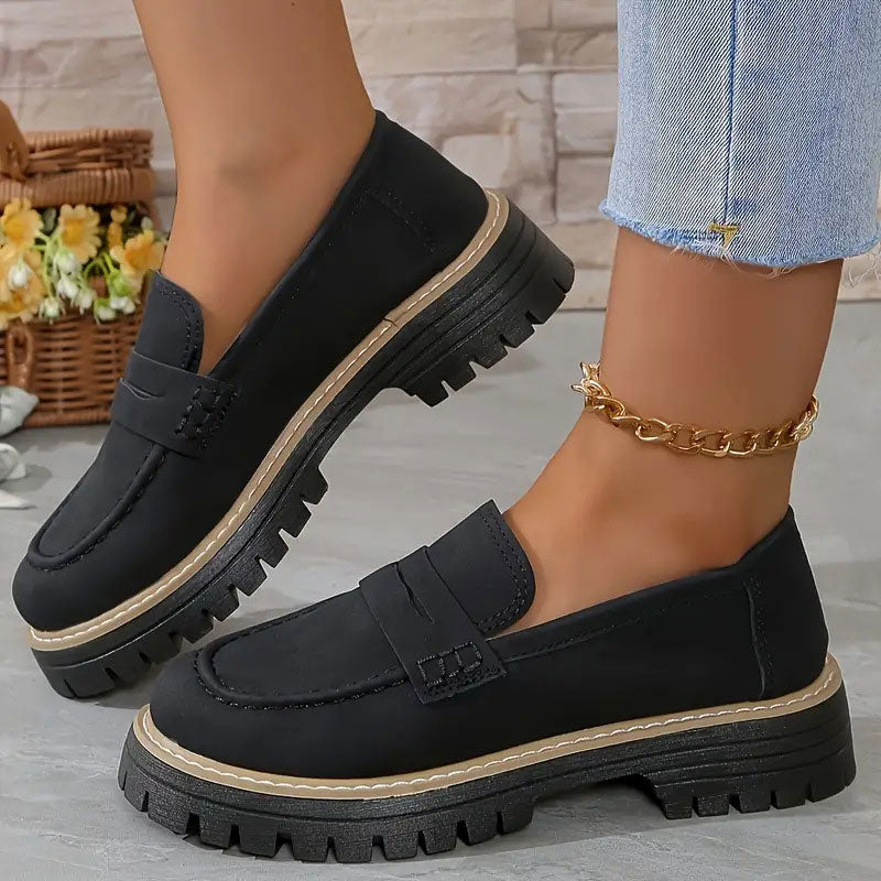 Stylish women's slip-on loafers, orthopedic design with arch support for daily comfort & foot health.
