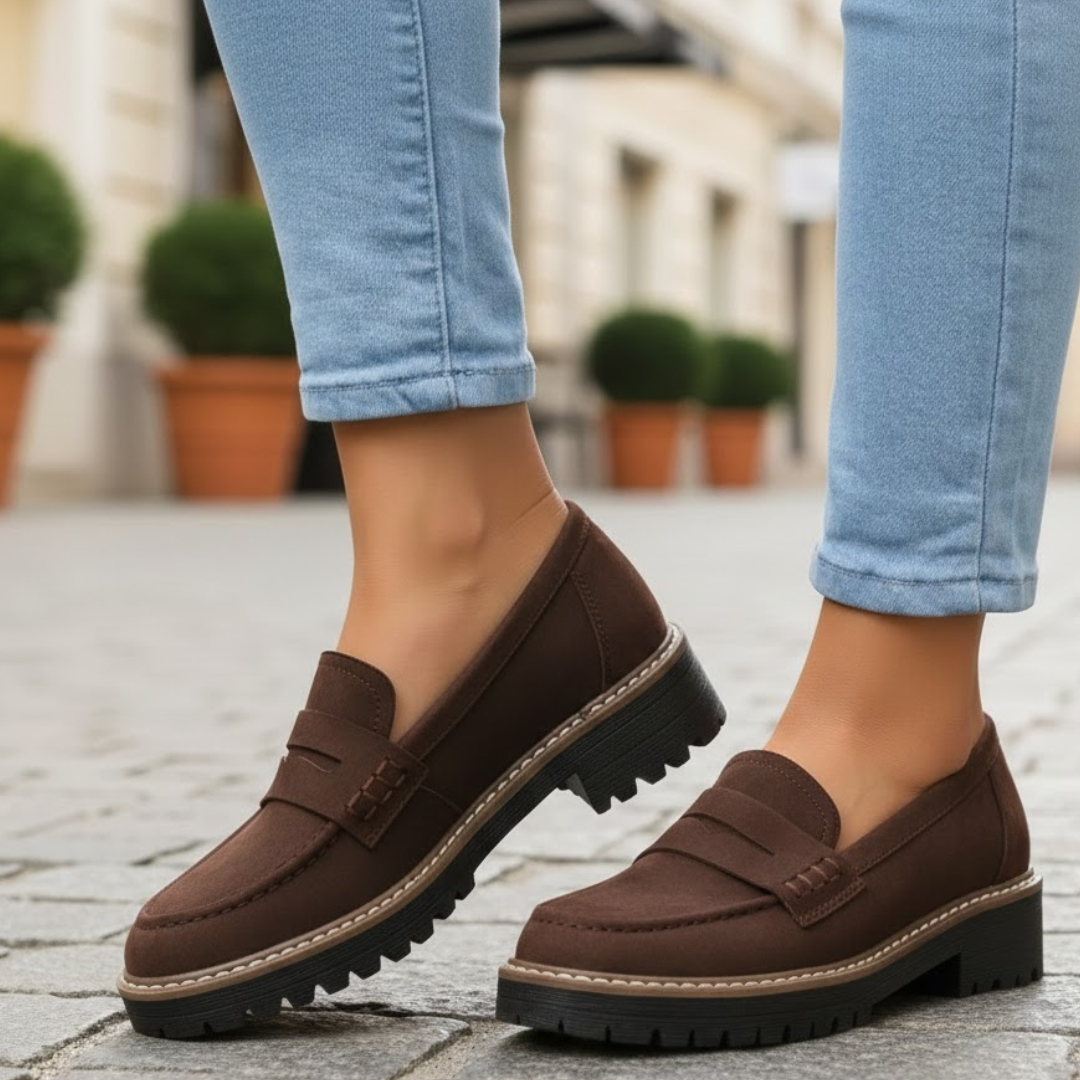 Stylish women's slip-on loafers, orthopedic design with foot support and cushioned comfort.
