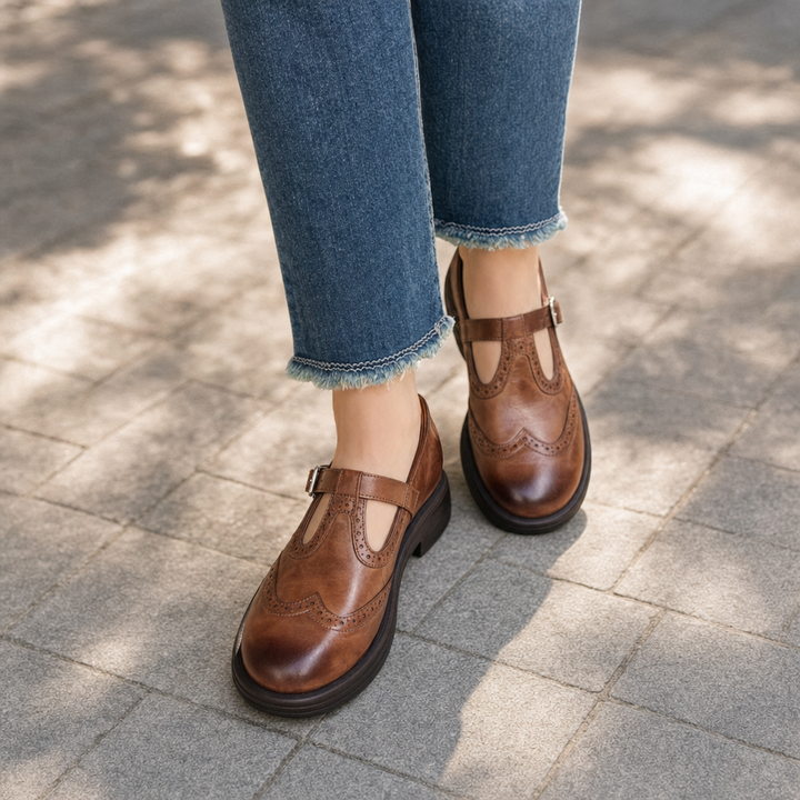 Comfortable women's Mary Jane flats with excellent arch & foot support, ideal for daily walking.