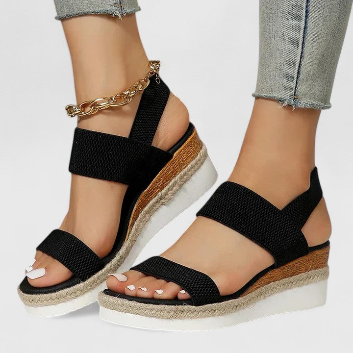 Women's orthopedic open-toe wedge sandals, casual style with arch & foot support for all-day comfort.