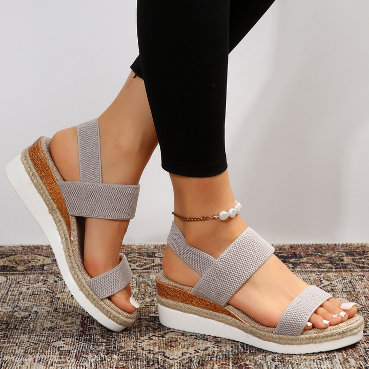 Women's comfortable walking sandals, platform style, great for summer vacations & daily wear.
