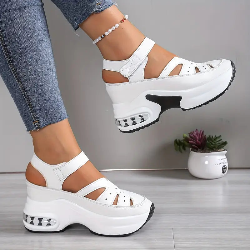 Comfortable women's orthopedic sandals, breathable platform wedges ideal for summer walking.