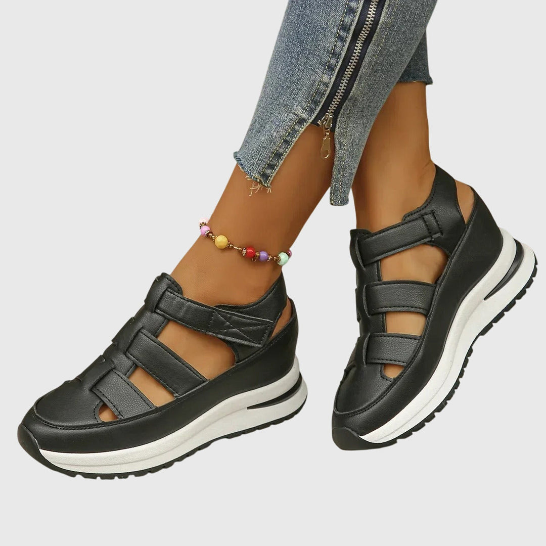 Women's orthopedic sandals with adjustable arch support, perfect for everyday comfort & foot health.