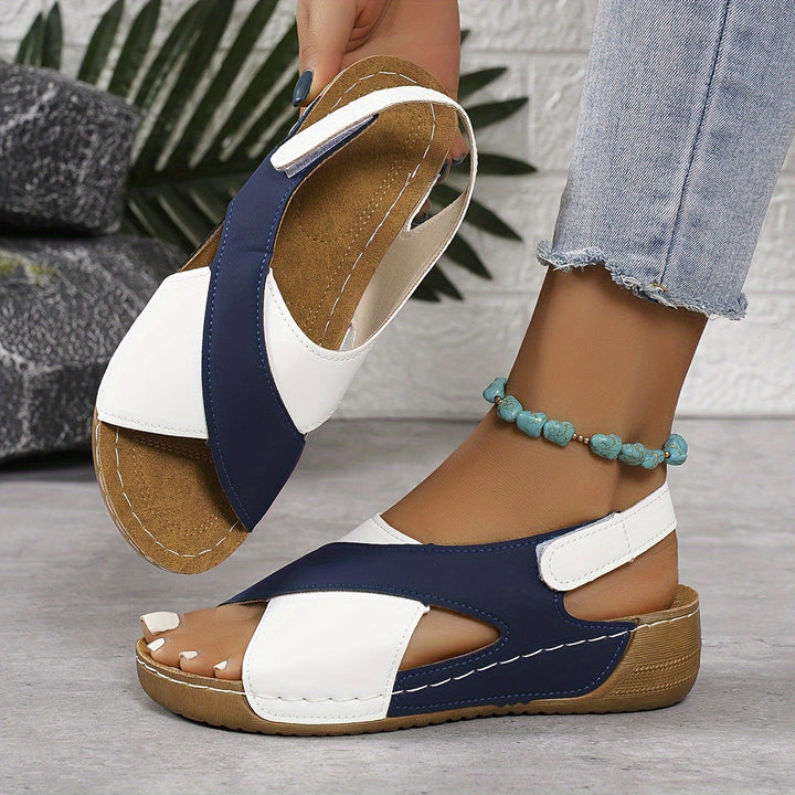 Women's casual orthopedic sandals, tan, with adjustable straps & arch support for daily walking comfort.