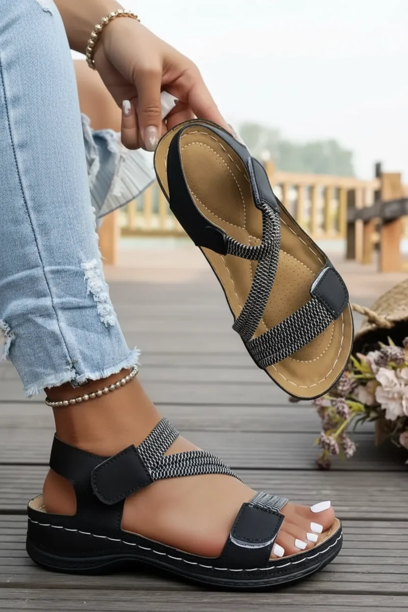Sporty women's orthopedic slip-on sandals, lightweight & supportive. Comfortable summer footwear for active women on the go.