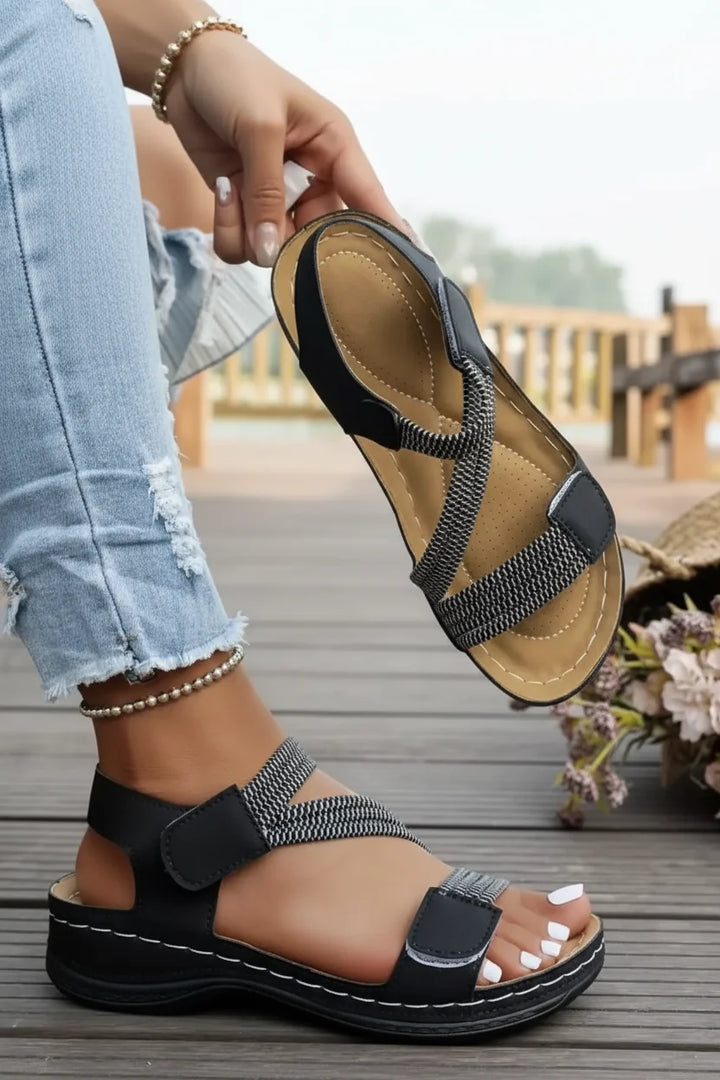 Sporty women's orthopedic slip-on sandals, lightweight & supportive. Comfortable summer footwear for active women on the go.
