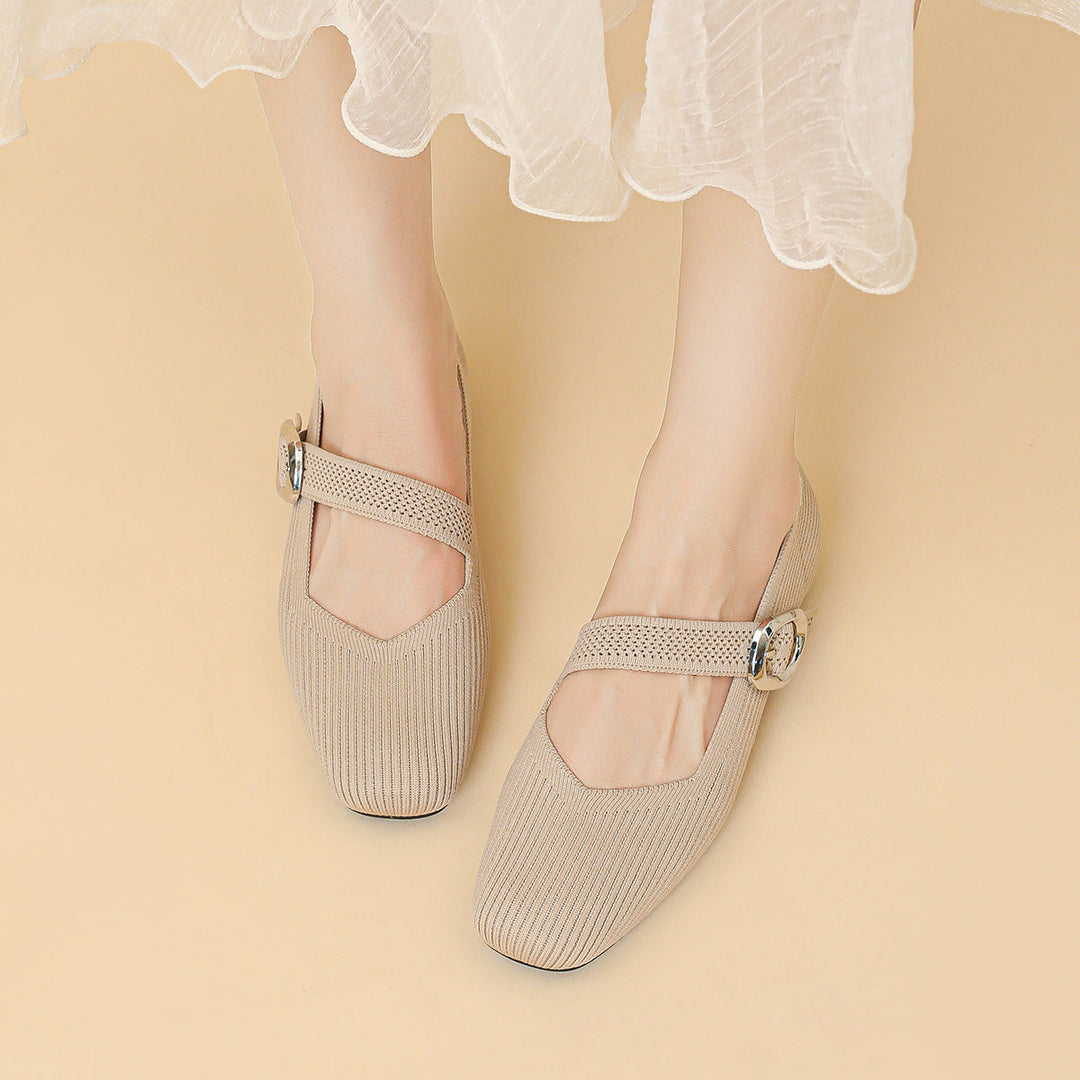 Women's comfortable square toe Mary Jane flats; designed for orthopedic support and style.