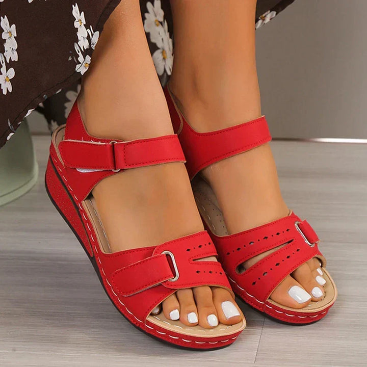 Elegant women's summer comfort sandals featuring adjustable straps and arch support for walking.