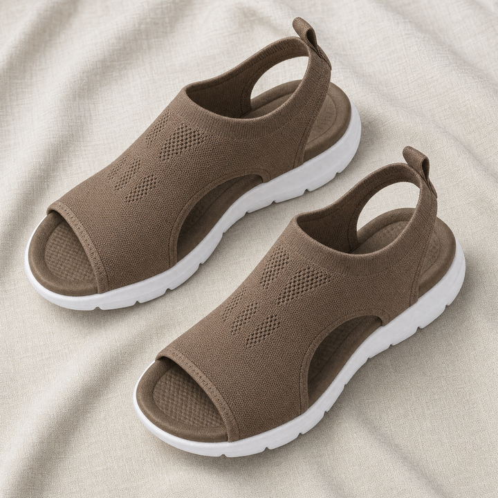 Adjustable strap women's orthopedic walking sandals for secure fit, non-slip sole & foot support.