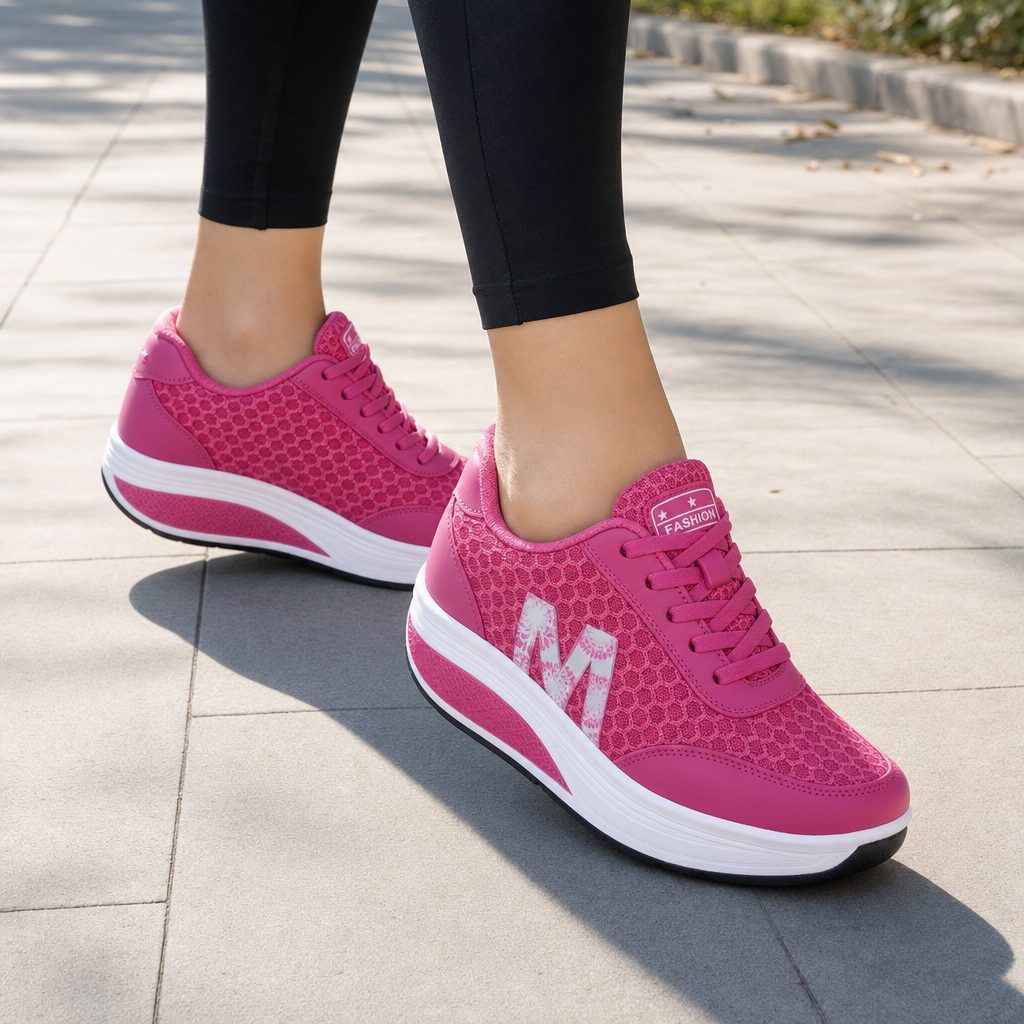 Supportive athletic sneakers for women, designed for active lifestyles & posture support.